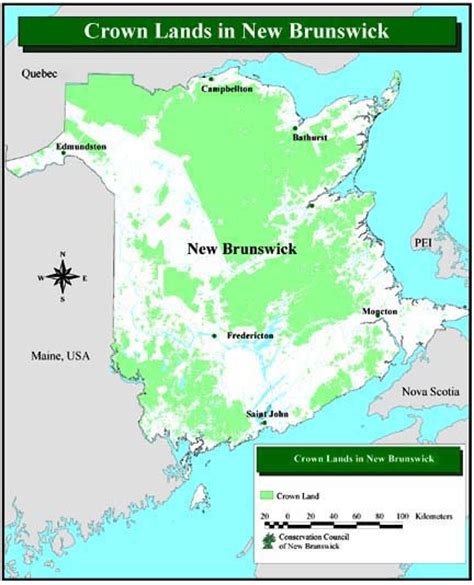 Also shown by color are Crown (government), Freehold (private) and Crown Leased lands. . New brunswick crown land map
